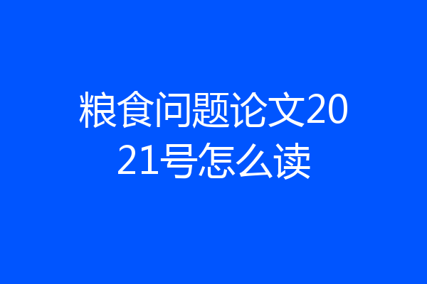 粮食问题论文2021号怎么读