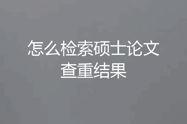 怎么检索硕士论文查重结果