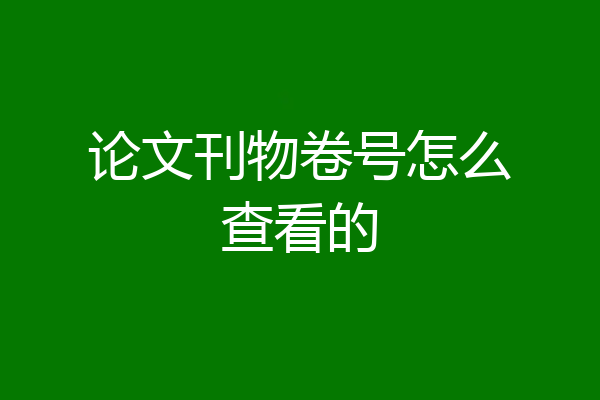 论文刊物卷号怎么查看的
