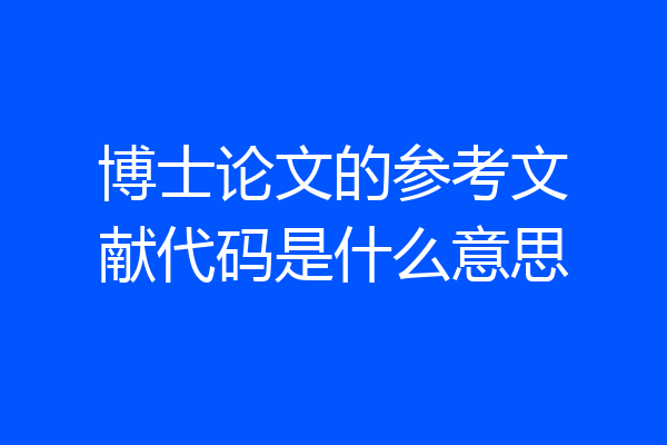 博士论文的参考文献代码是什么意思