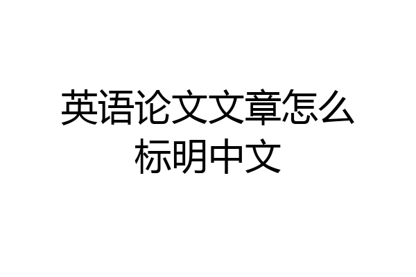 英语论文文章怎么标明中文