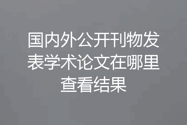 国内外公开刊物发表学术论文在哪里查看结果