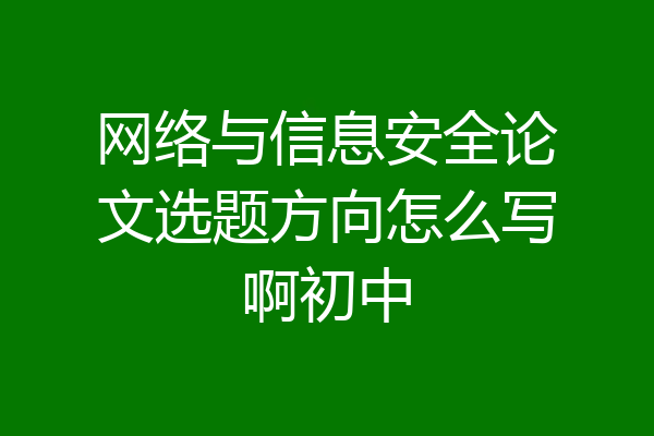 网络与信息安全论文选题方向怎么写啊初中