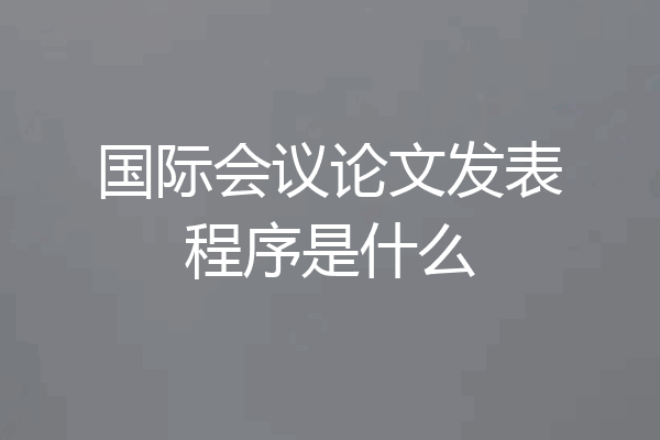 国际会议论文发表程序是什么