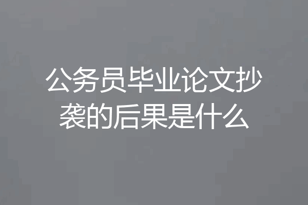 公务员毕业论文抄袭的后果是什么