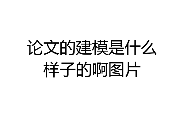 论文的建模是什么样子的啊图片