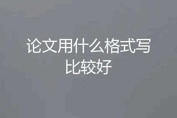 论文用什么格式写比较好