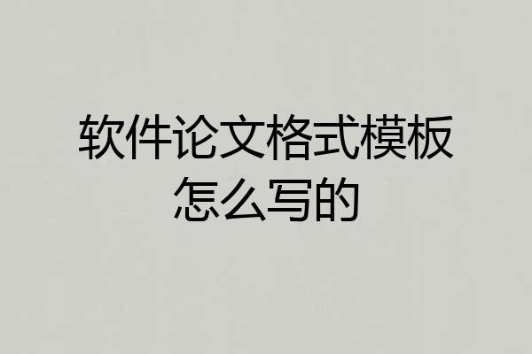 软件论文格式模板怎么写的