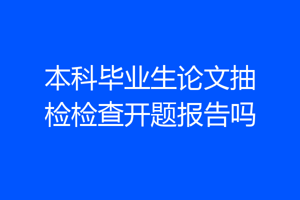 本科毕业生论文抽检检查开题报告吗