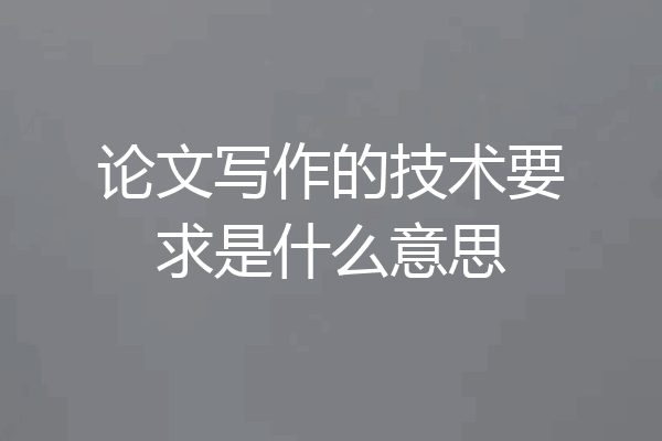 论文写作的技术要求是什么意思