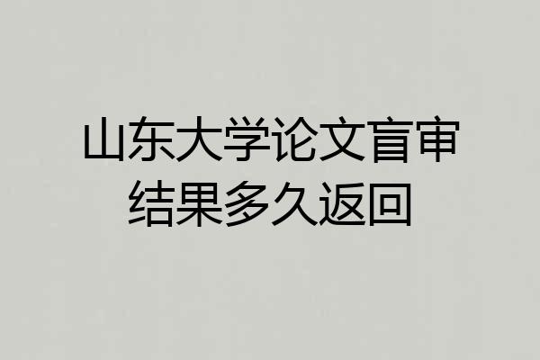 山东大学论文盲审结果多久返回