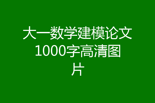 大一数学建模论文1000字高清图片