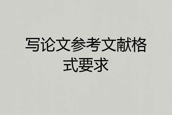 写论文参考文献格式要求