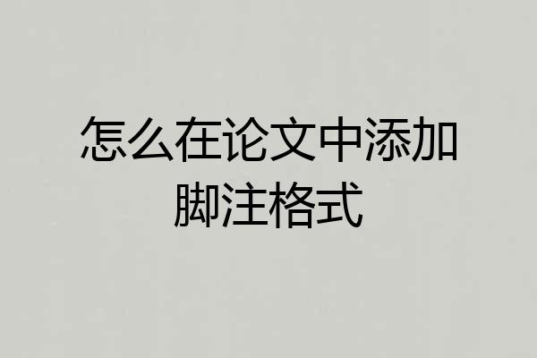 怎么在论文中添加脚注格式