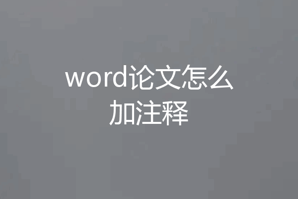 word论文怎么加注释