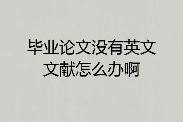 毕业论文没有英文文献怎么办啊