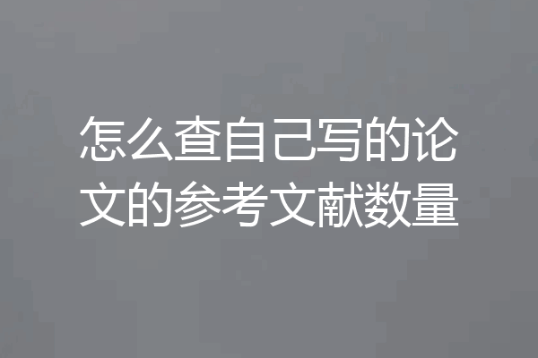 怎么查自己写的论文的参考文献数量