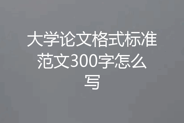大学论文格式标准范文300字怎么写