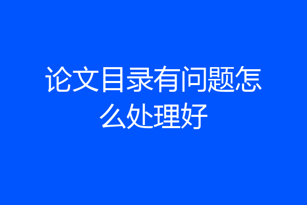 论文目录有问题怎么处理好