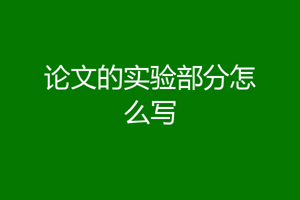 论文的实验部分怎么写