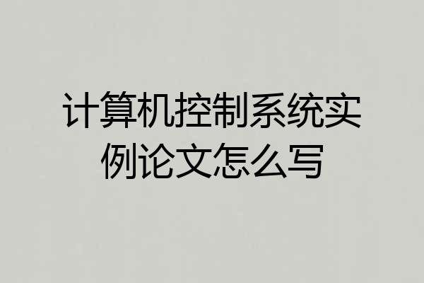 计算机控制系统实例论文怎么写