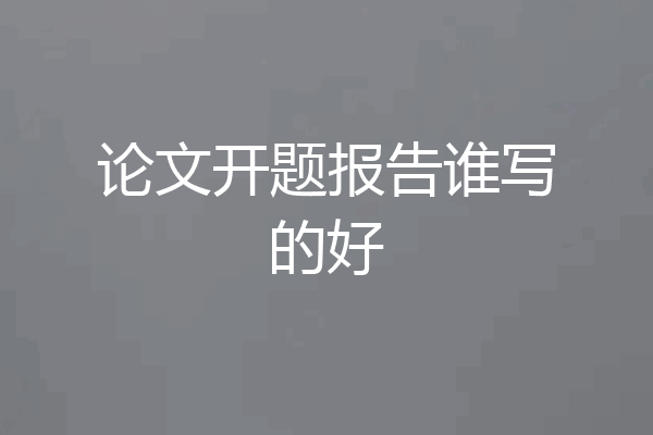 论文开题报告谁写的好