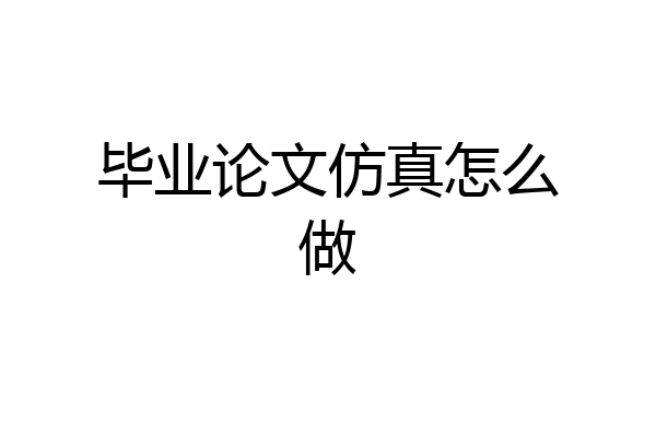 毕业论文仿真怎么做
