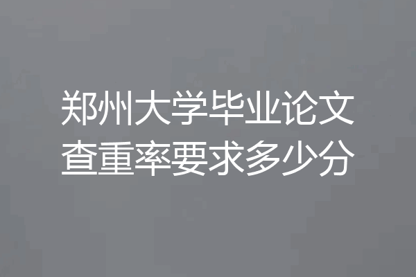 郑州大学毕业论文查重率要求多少分