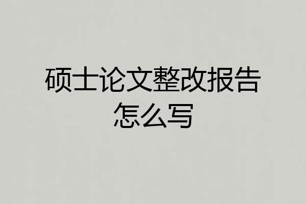 硕士论文整改报告怎么写