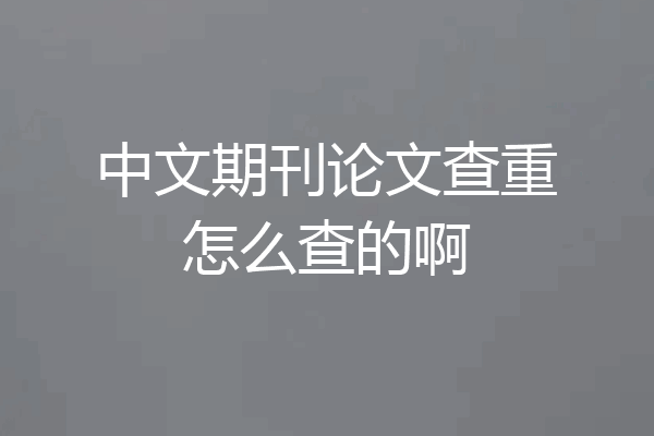 中文期刊论文查重怎么查的啊