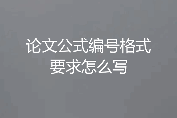 论文公式编号格式要求怎么写