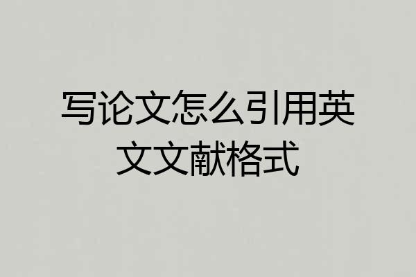 写论文怎么引用英文文献格式