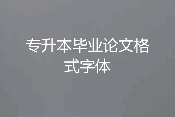 专升本毕业论文格式字体