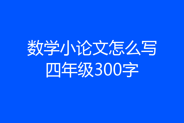 数学小论文怎么写四年级300字