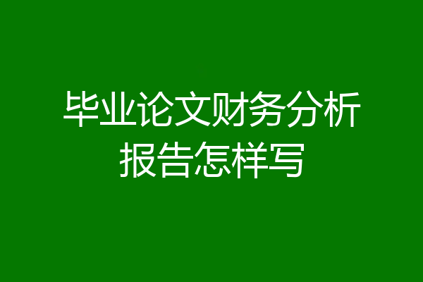 毕业论文财务分析报告怎样写