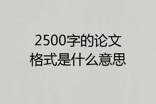 2500字的论文格式是什么意思