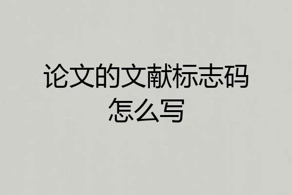 论文的文献标志码怎么写