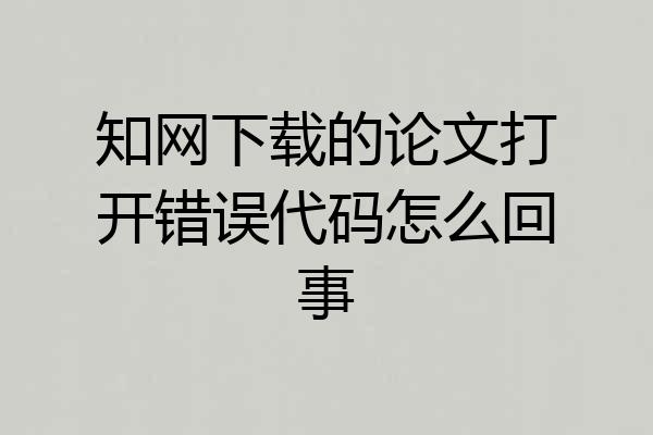 知网下载的论文打开错误代码怎么回事