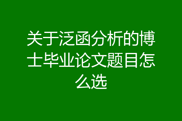 关于泛函分析的博士毕业论文题目怎么选
