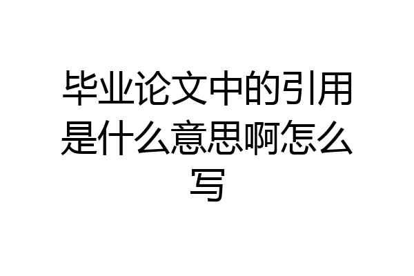毕业论文中的引用是什么意思啊怎么写