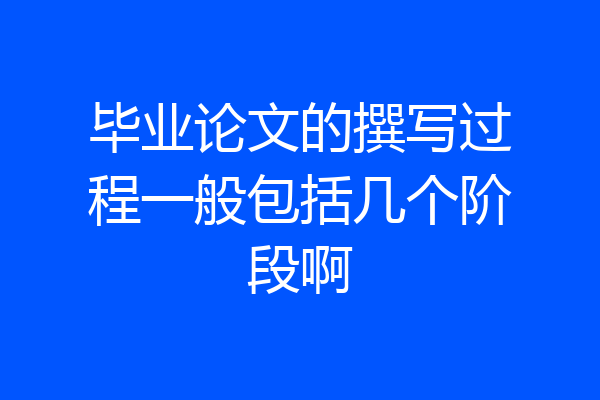 毕业论文的撰写过程一般包括几个阶段啊