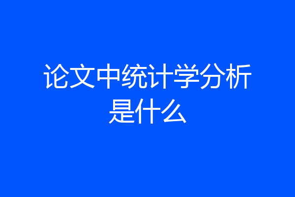 论文中统计学分析是什么