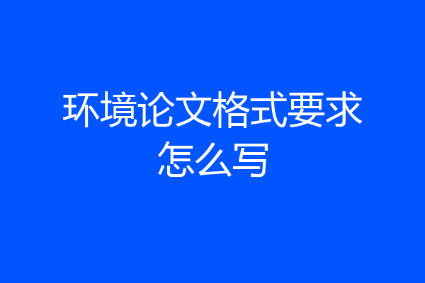 环境论文格式要求怎么写