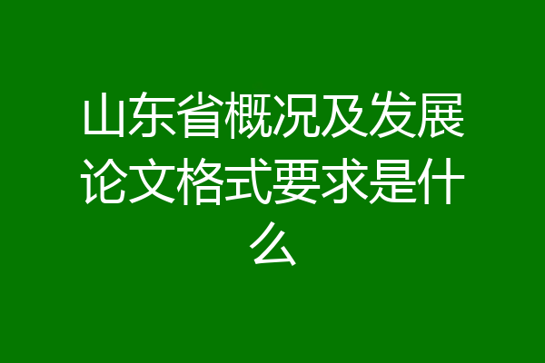 山东省概况及发展论文格式要求是什么