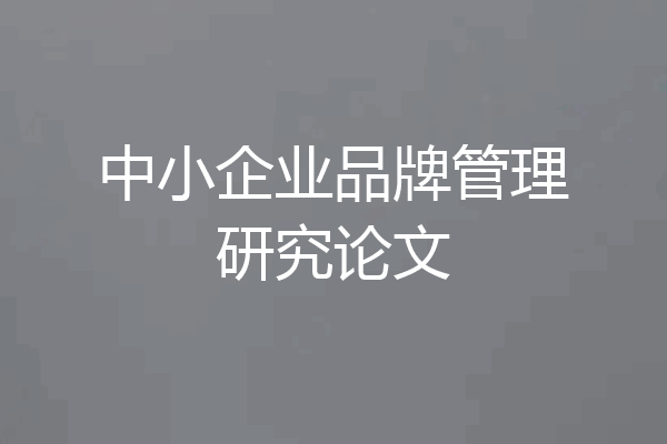 中小企业品牌管理研究论文