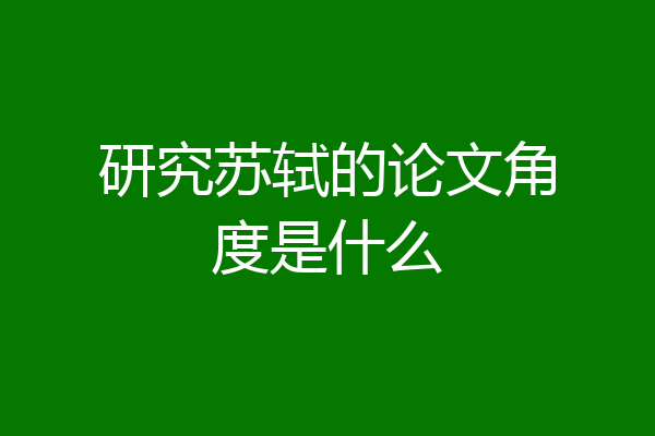 研究苏轼的论文角度是什么