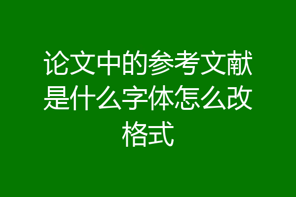 论文中的参考文献是什么字体怎么改格式