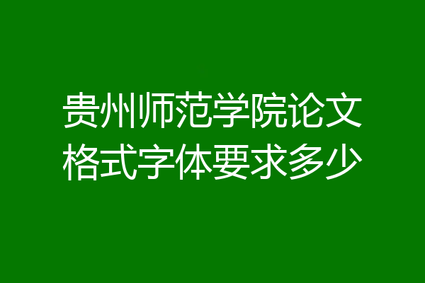 贵州师范学院论文格式字体要求多少