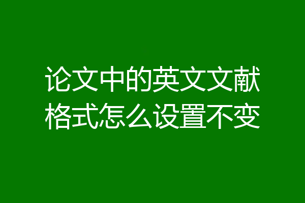 论文中的英文文献格式怎么设置不变