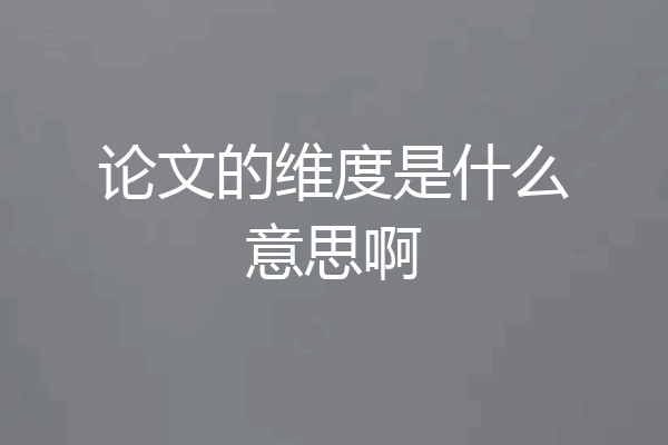 论文的维度是什么意思啊